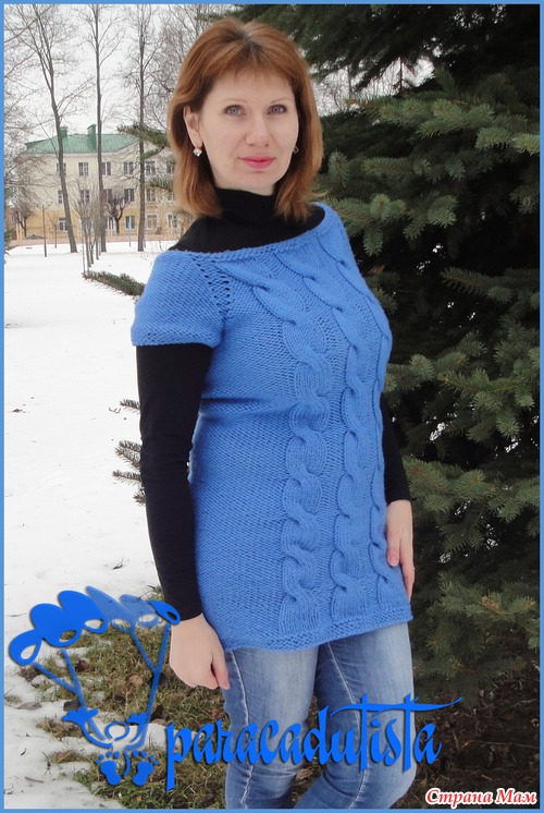 Туника с косами из толстой пряжи с моим описанием.
