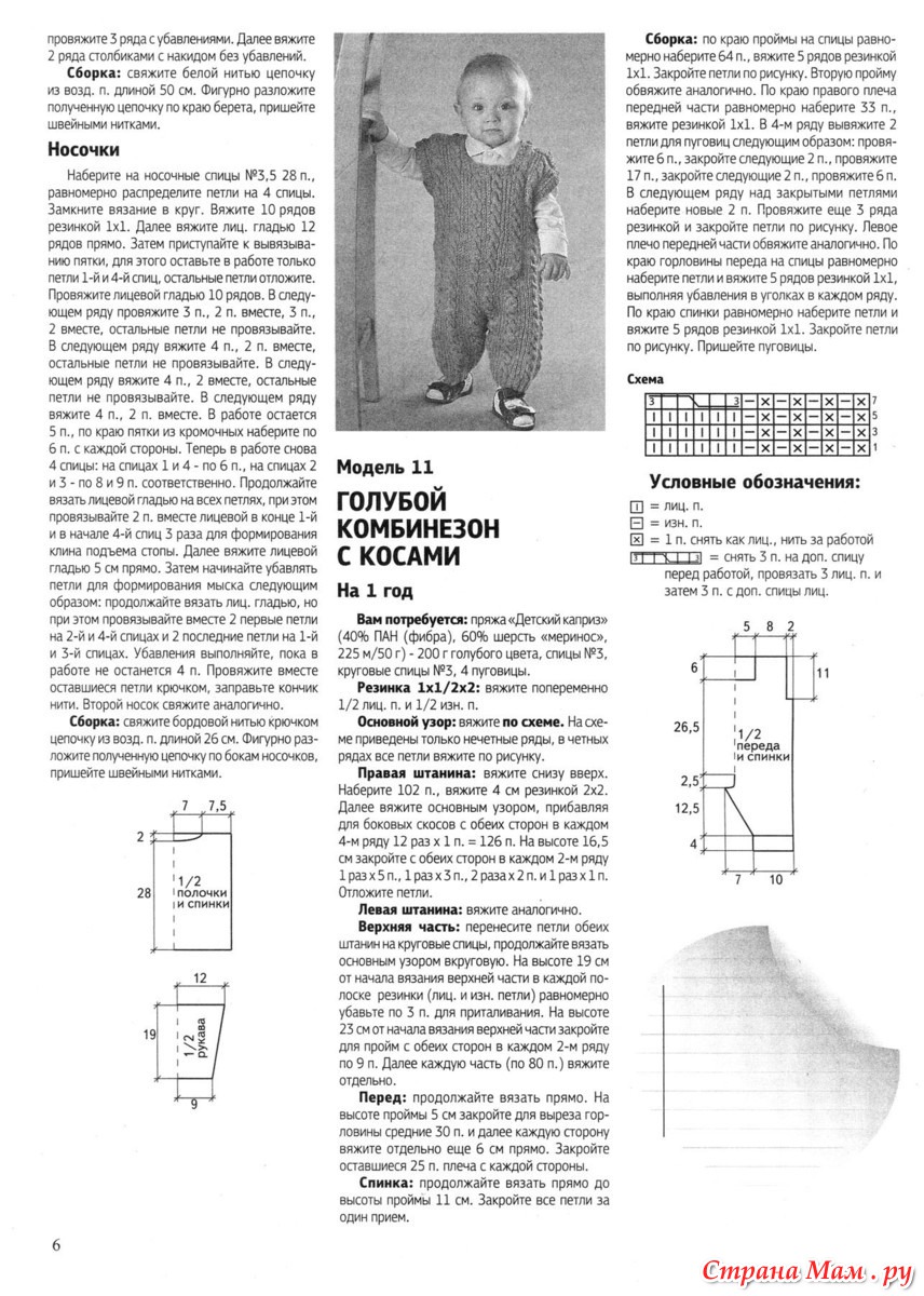 Комбинезон спицами на 9 12 месяцев с описанием и схемами