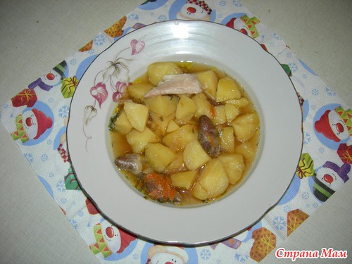 Тушенная картошка с окорочками и сердечками. Фото рецепт. Мультиварка