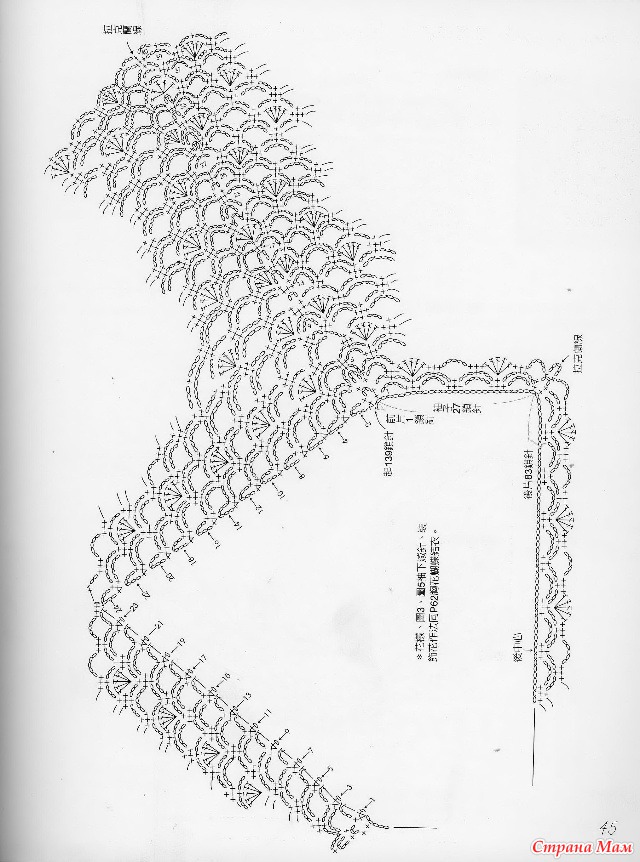 Схема ажурного реглана крючком сверху