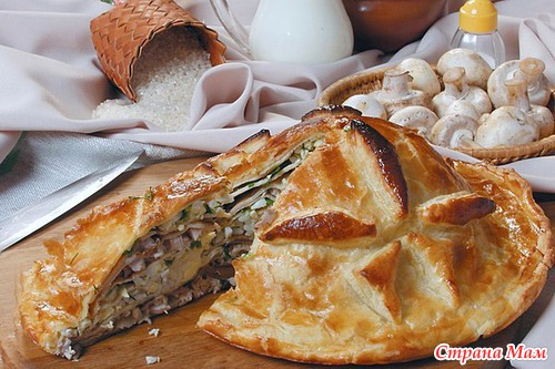 Слоеный праздничный пирог курник