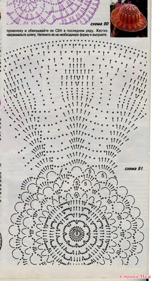 Шляпа крючком ажурная схема