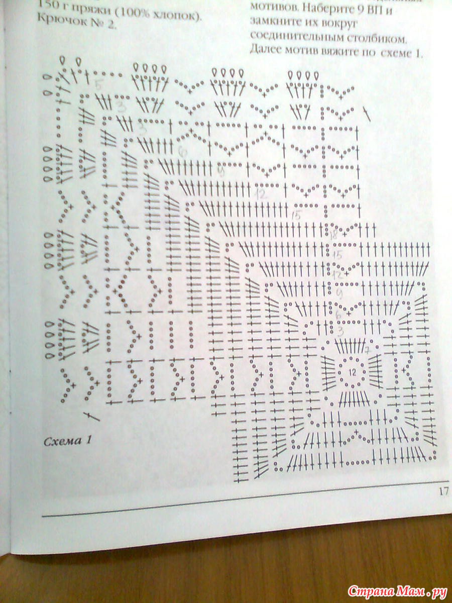 Схема квадратной салфетки - Все в ажуре... (вязание крючком) - Страна Мам