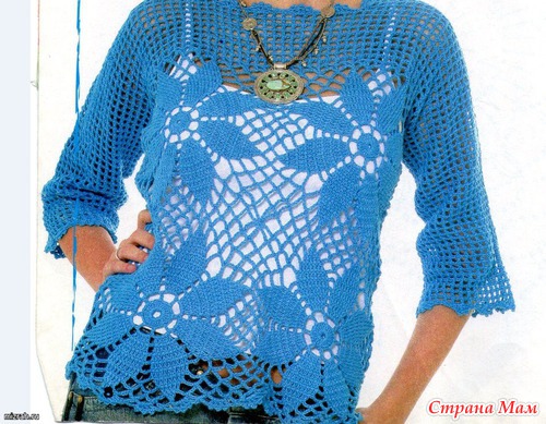 Ажурная блуза крючком))