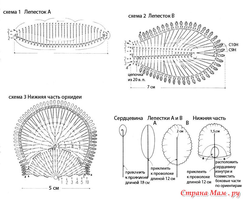 Цветок амигуруми крючком схема