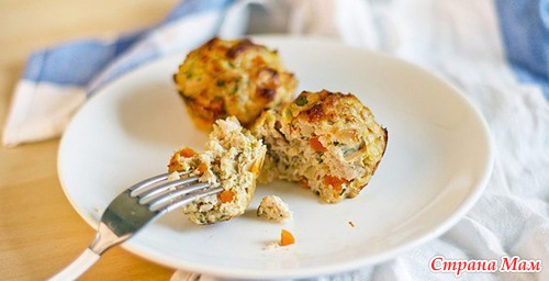 Овощные маффины с курицей
