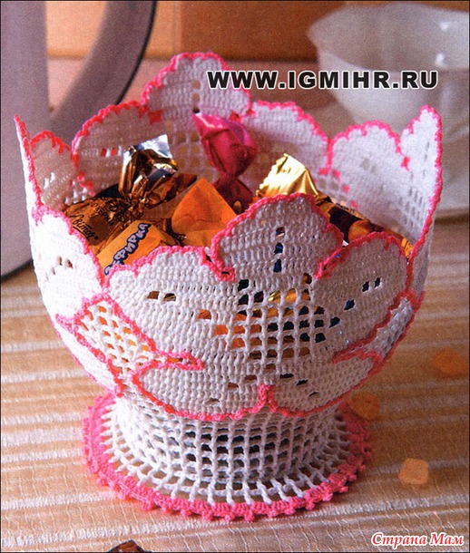 Вазочка «Цветок». Филейное вязание. Крючок