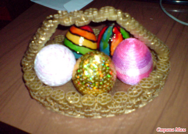 Корзиночка из макарон к Пасхе