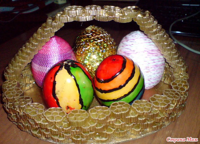Корзиночка из макарон к Пасхе