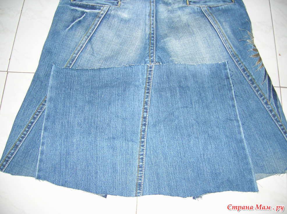 Как перешить джинсовую юбку на размер больше