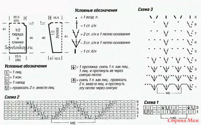 Пуловер с круглой кокеткой. Крючок и спицы.