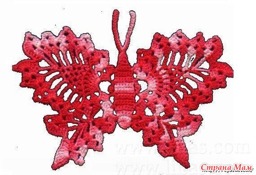 Схемы для вязания крючком сердечек и бабочек.