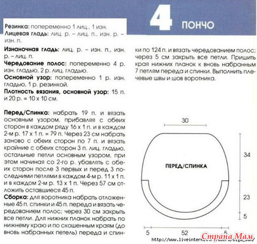 Вязанное пончо, интересный узор