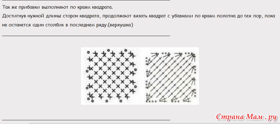 Вязание из угла в угол крючком схемы