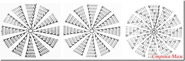 Схема круг крючком столбиками с накидом схема