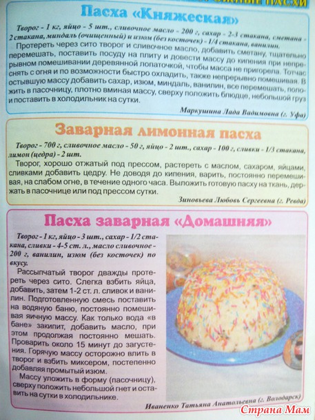 Много рецептов пасхальных угощений со всей России и не только.