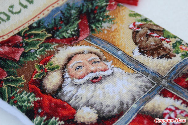 Хваст новогоднего сапожка. Dim 08778. Candy Cane Santa Stocking
