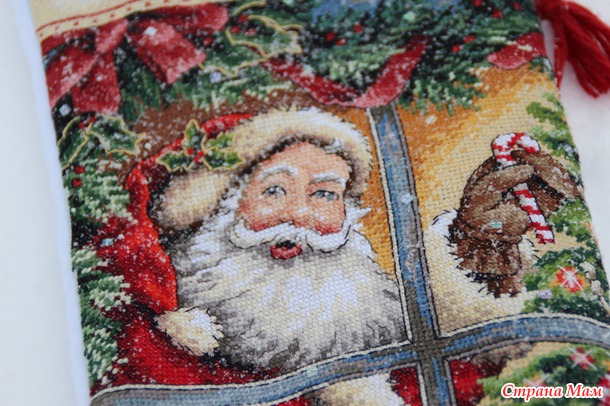 Хваст новогоднего сапожка. Dim 08778. Candy Cane Santa Stocking