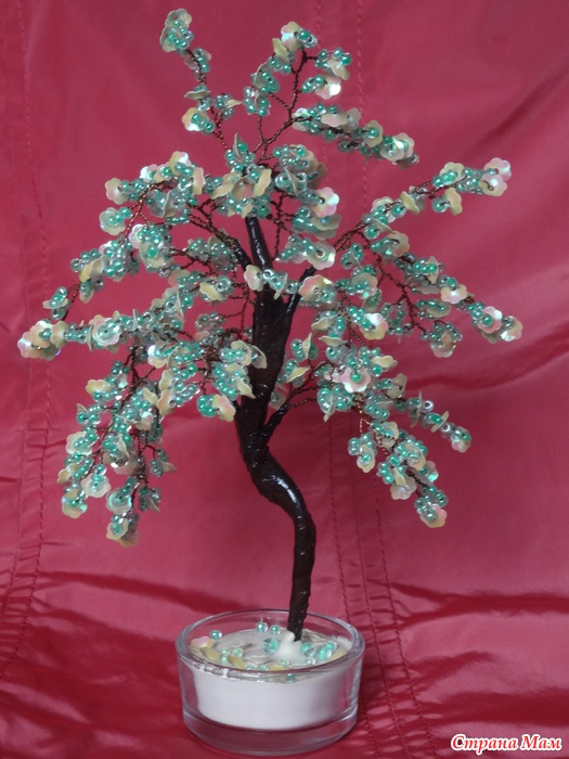 Цветущая яблоня, деревья из бисера и пайеток | Творческая мастерская «Натали»