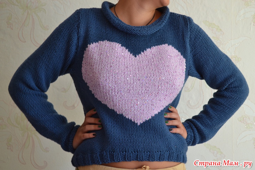 Вязаные пуловеры с узором сердечки - Вяжем с Лана Ви
