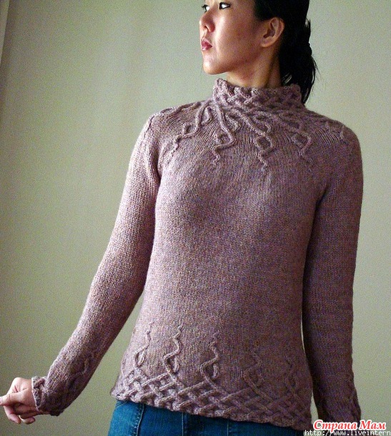 Ура!!! нашла описание на русском языке к азиатской модели. Пуловер"Глициния". Спицы.