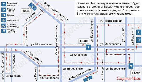 Как дойти пешком от и до карта киров