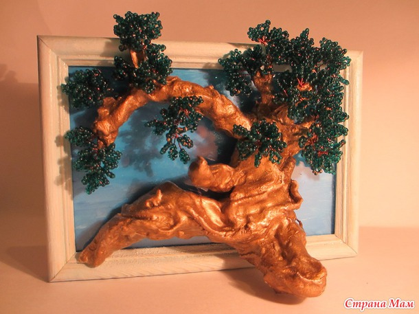 Картина из бисера в 3 D. Бонсай.