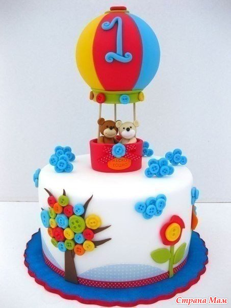Воздушный шар с корзиной картинка на торт