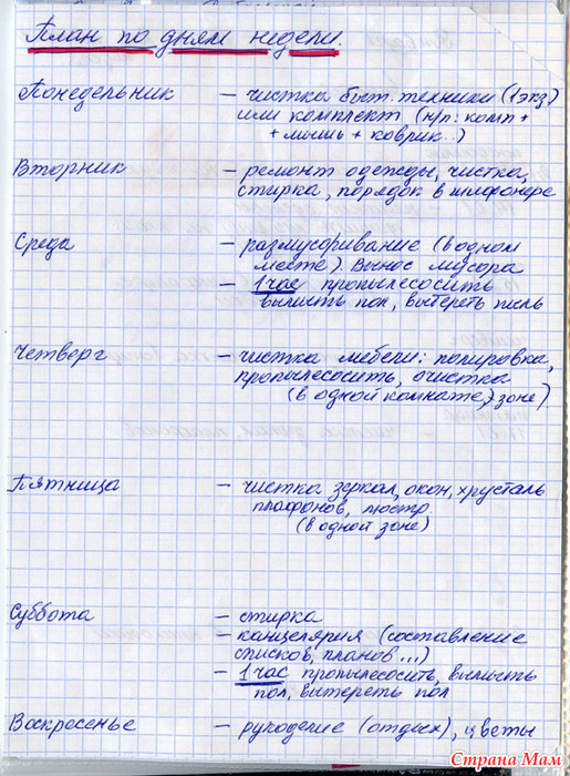 План на день пример для девушки