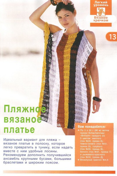 Ажурное вязаное платье. Модель из журнала.