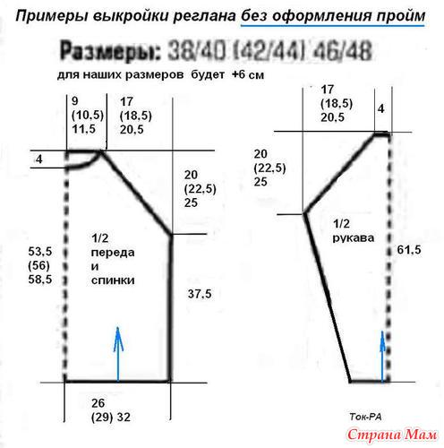 ВЫКРОЙКА РЕГЛАН СПИЦАМИ ПОСТРОЕНИЕ : : Шестьсот советов