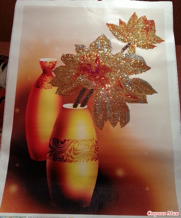 Цветы в вазе - алмазная мозаика (частичная закладка) - Алмазная мозаика ...