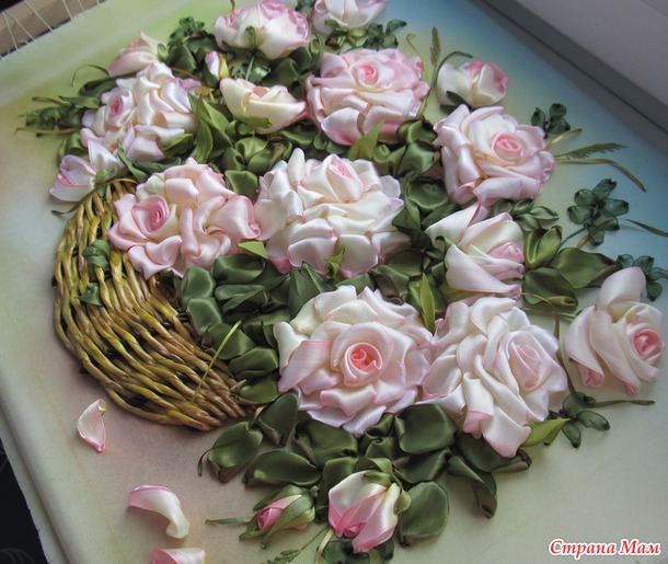 Корзина нежных роз.