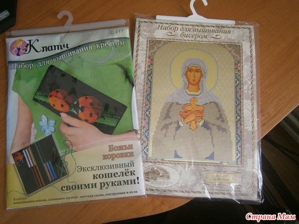 *Мои подарки. Клатч Божьи коровки и икона от Новой Слободы Св. Мч. Иулия