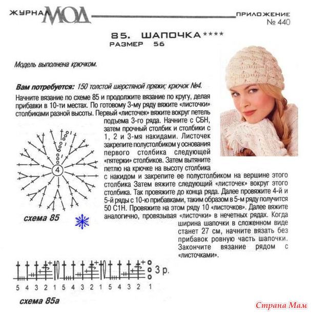 . Шапочка "Горизонтальные листочки"