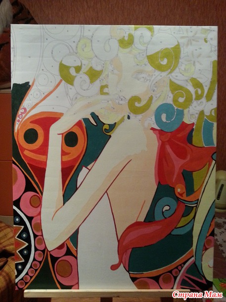 Девушка-рак-картина оберег (раскрашивание по номерам)