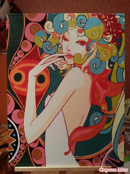 Девушка-рак-картина оберег (раскрашивание по номерам)