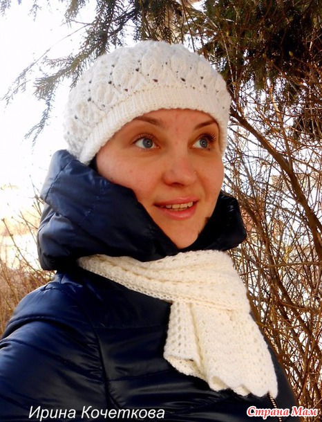 Ажурный воздушный шарфик спицами..
