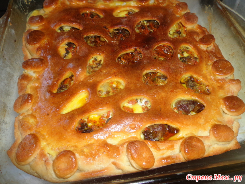 Пирог с куриными сердечками рецепт