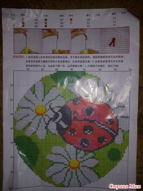 Ковровая вышивка. Коврик "Божья коровка"