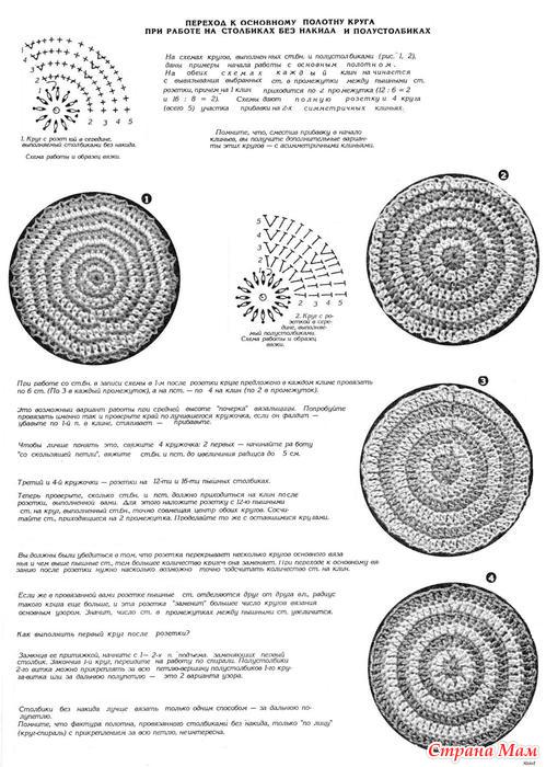 Схема вязания крючком по кругу без накида крючком