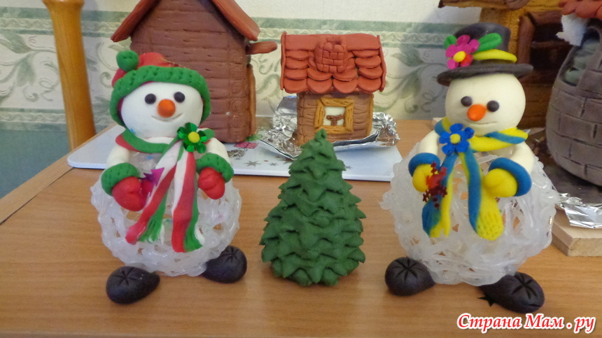 Забавный снеговик из полимерной глины: Мастер-класс