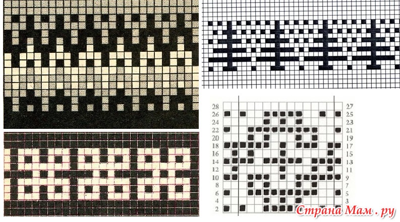Жаккард спицами схемы для носков по кругу ленивый