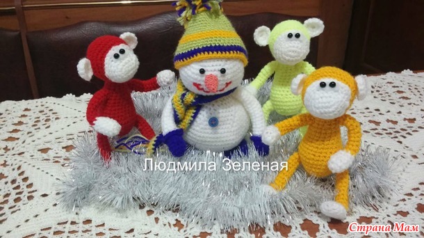Снеговичок и обезьянки!!!