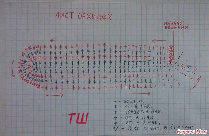 Схема вязания крючком орхидеи