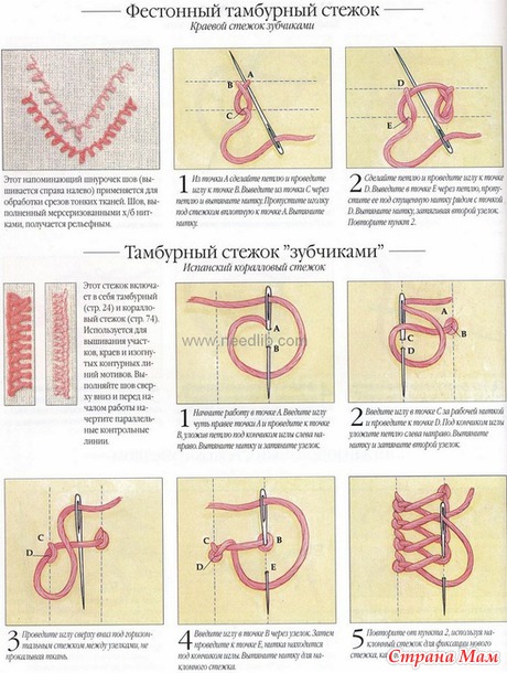 Рукодельные хитрости. Вышивка - Библиотека стежков