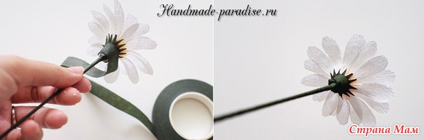 Ромашки из гофрированной бумаги