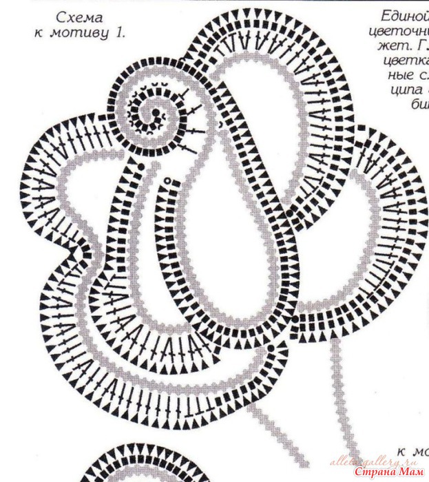 Ирландское кружево розы крючком схемы с описанием