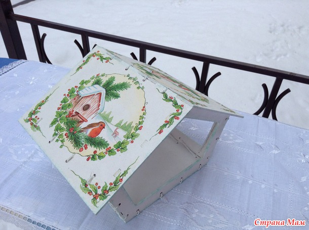 Кормушка для птиц! Декупаж с детьми! :-)