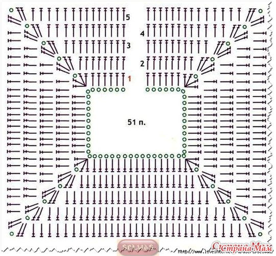 Квадратная кокетка крючком схема для женщин
